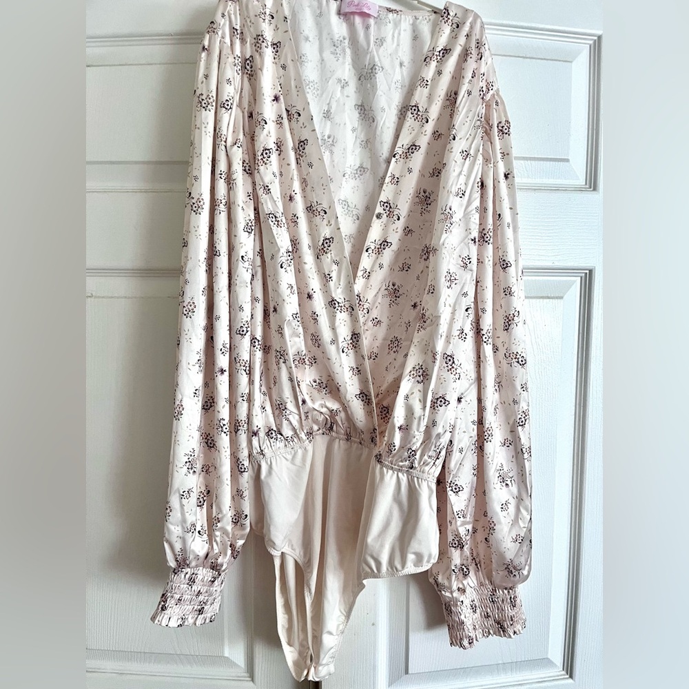 Pink Lily Cream Bodysuit 3X / XXXL